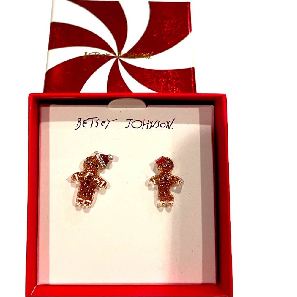 New Betsey Johnson Gingerbread Earrings In Gift Box